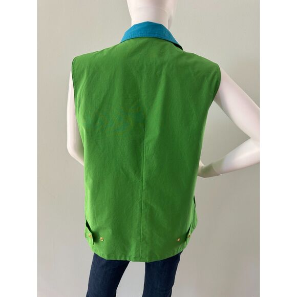 Vintage Ralph Lauren Green Blue Reversible Utility Vest with Pockets size M - Picture 5 of 12